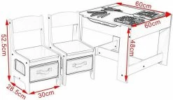 EUGAD Sitzgruppe, Kindersitzgruppe 1 Kindertisch und 2 Stühle mit Stauraum Maltisch graue Tischplatte abnehmbar -EUGAD Verkäufe 5993b88e 52d8 5c75 82f4 86f0b278d779