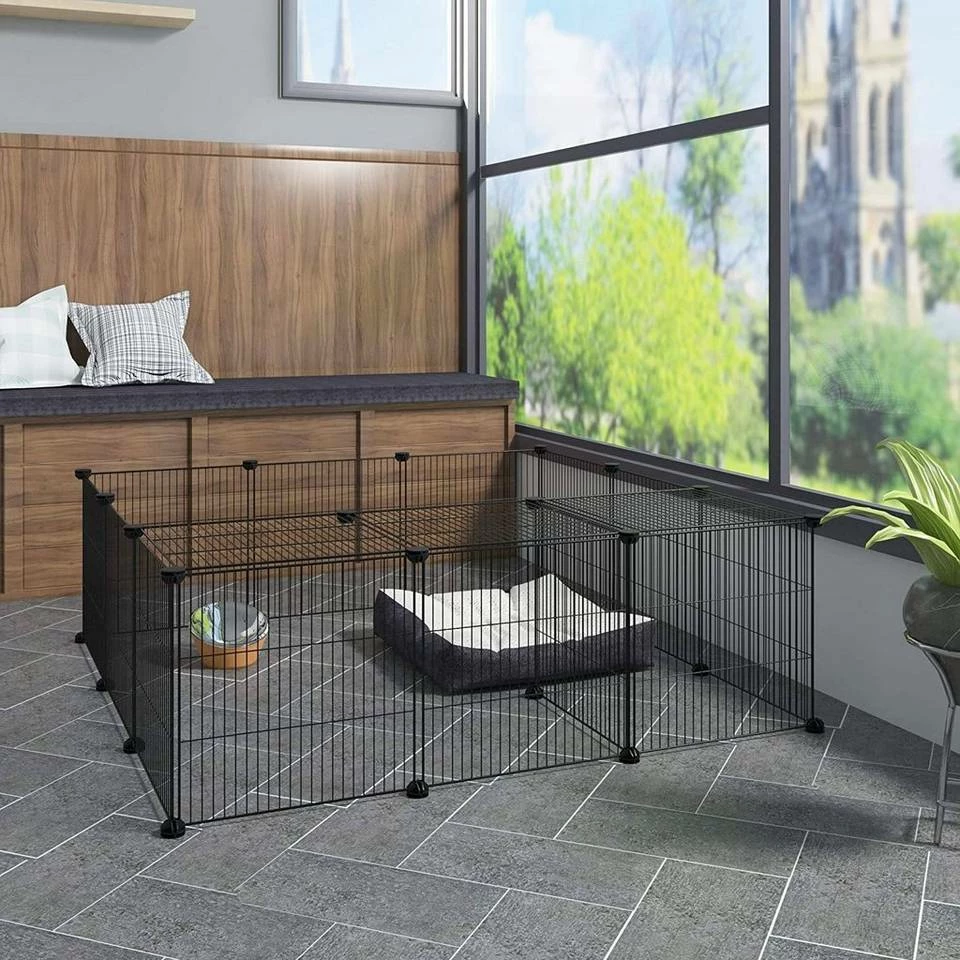 EUGAD Freigehege, DIY 16 Platten Schwarz Laufstall Kleintiere Schwarz 109x109x39cm 5 EUGAD Freigehege, DIY 16 Platten Schwarz Laufstall Kleintiere Schwarz 109x109x39cm – Bild 3