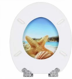 EUGAD WC-Sitz (1-St), Toilettensitz, WC Sitz mit Absenkautomatik, MDF, Holz, Softclose Scharnier Grüne Blätter, Holzfarbe, Lilie, Seestern, Seestern Am Strand, Seestern Sonnenuntergang, Stone, ‎Lila Blume und Stones -EUGAD Verkäufe 59df1d98 f267 44c7 9e56 c4f64963b72c