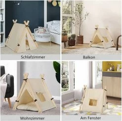 EUGAD Tierhaus, Tipi Hundezelt Katzenzelt 45x55x45cm Kätzchen Chihuahua Havaneser Kaninchen mit Kissen abnehmbar waschbar faltbar Weiß -EUGAD Verkäufe 5b0c3c4d 874d 45bc 9e3c d1dd90f8996f