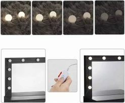 EUGAD Schminktisch, Frisiertisch 10 LED-Lampen mit Schubladen 80x40cm Schwarz Weiß -EUGAD Verkäufe 5f8e83ce 09ab 5353 8703 93b9b7c79d56