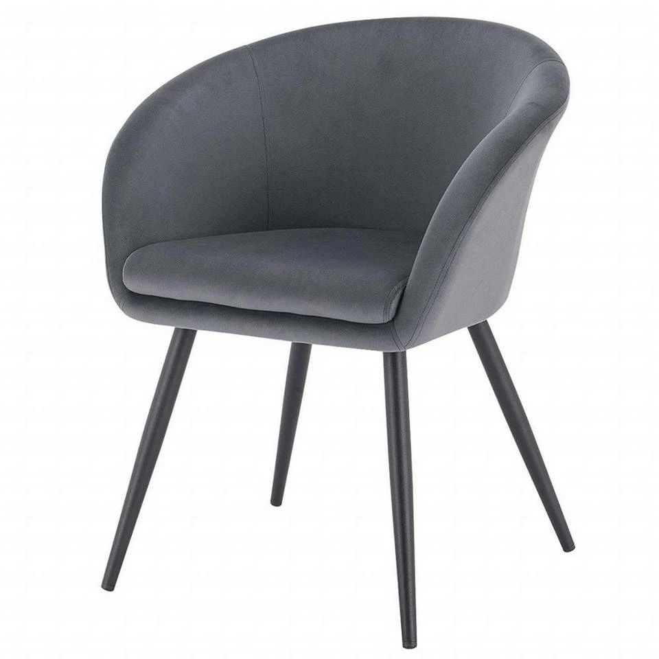 EUGAD Esszimmerstuhl, mit Armlehne, Retro Design, Samt, Metall Dunkelgrau Hellgrau, Schwarz 3 EUGAD Esszimmerstuhl, mit Armlehne, Retro Design, Samt, Metall Dunkelgrau Hellgrau, Schwarz