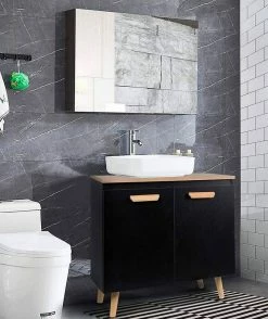 EUGAD Waschbeckenunterschrank Badschrank Unterschrank mit 2 Türe Weiß Grau, Schwarz, Weiß -EUGAD Verkäufe 624ce61b 30fd 5046 becb aa63fdcfd5cf