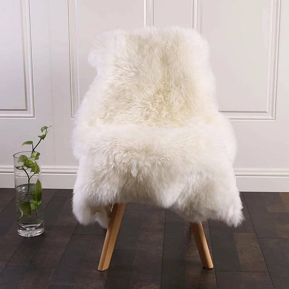 Teppich, EUGAD, 2er-Set Öko Lammfell echtes Longhair Fell L (90-99)x60cm Weiß 4 Teppich, EUGAD, 2er-Set Öko Lammfell echtes Longhair Fell L (90-99)x60cm Weiß – Bild 2