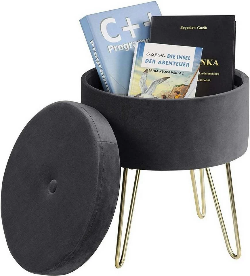 EUGAD Sitzhocker, Samthocker mit Stauraum, rund, mit stabilen goldenen Metallfüßen, Türkis Dunkelgrau, Dunkelgrün, Hellgrau, Rosa, Türkis 22 EUGAD Sitzhocker, Samthocker mit Stauraum, rund, mit stabilen goldenen Metallfüßen, Türkis Dunkelgrau, Dunkelgrün, Hellgrau, Rosa, Türkis – Bild 20