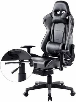 EUGAD Gaming Chair, Bürostuhl Schreibtischstuhl, Kunstleder, mit Ledenkissen Kopfstütze einstellbaren Armlehnen Weiß Grau, Rot, Weiß -EUGAD Verkäufe 653c92bf cde6 5da4 b351 784e423b22c2