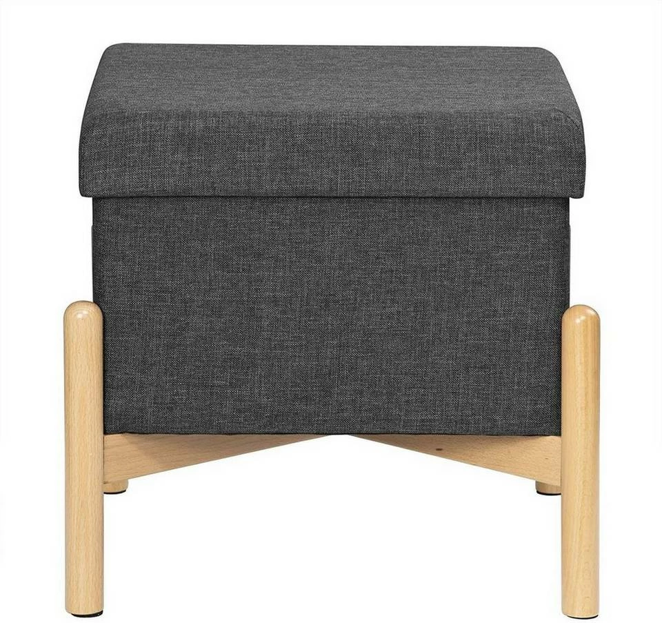 EUGAD Sitzhocker, Polsterhocker Sitztruhe bis 150kg belastbar, mit Stauraum, Deckel Abnehmbar Holzbeine Dunkelgrau Hellgrau 6 EUGAD Sitzhocker, Polsterhocker Sitztruhe bis 150kg belastbar, mit Stauraum, Deckel Abnehmbar Holzbeine Dunkelgrau Hellgrau – Bild 5