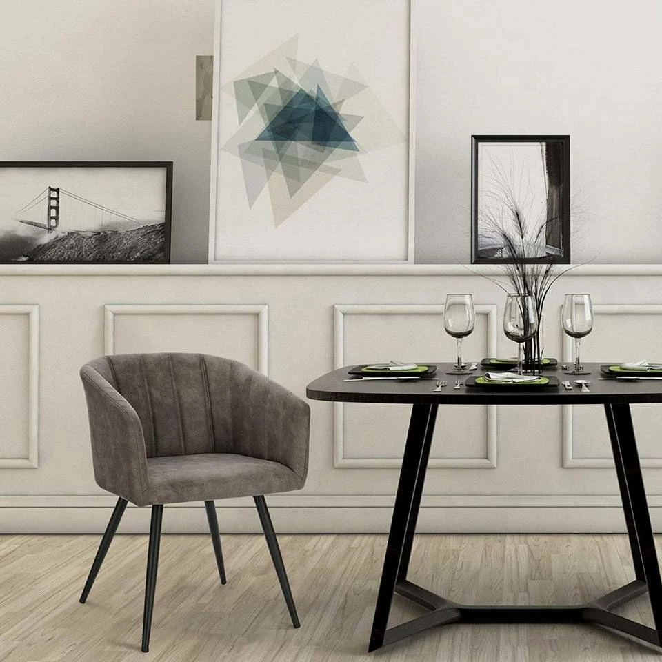 EUGAD 4-Fußstuhl, 6er-Set Esszimmerstuhl Polsterstuhl aus Stoffbezug Grau Dunkelbraun 4 EUGAD 4-Fußstuhl, 6er-Set Esszimmerstuhl Polsterstuhl aus Stoffbezug Grau Dunkelbraun – Bild 2