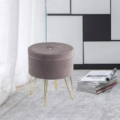 EUGAD Sitzhocker, Samthocker mit Stauraum, rund, mit stabilen goldenen Metallfüßen, Türkis Dunkelgrau, Dunkelgrün, Hellgrau, Rosa, Türkis 49 EUGAD Sitzhocker, Samthocker mit Stauraum, rund, mit stabilen goldenen Metallfüßen, Türkis Dunkelgrau, Dunkelgrün, Hellgrau, Rosa, Türkis -EUGAD Verkäufe 6664c580 4b56 5916 bde3 e5b98e983dd5