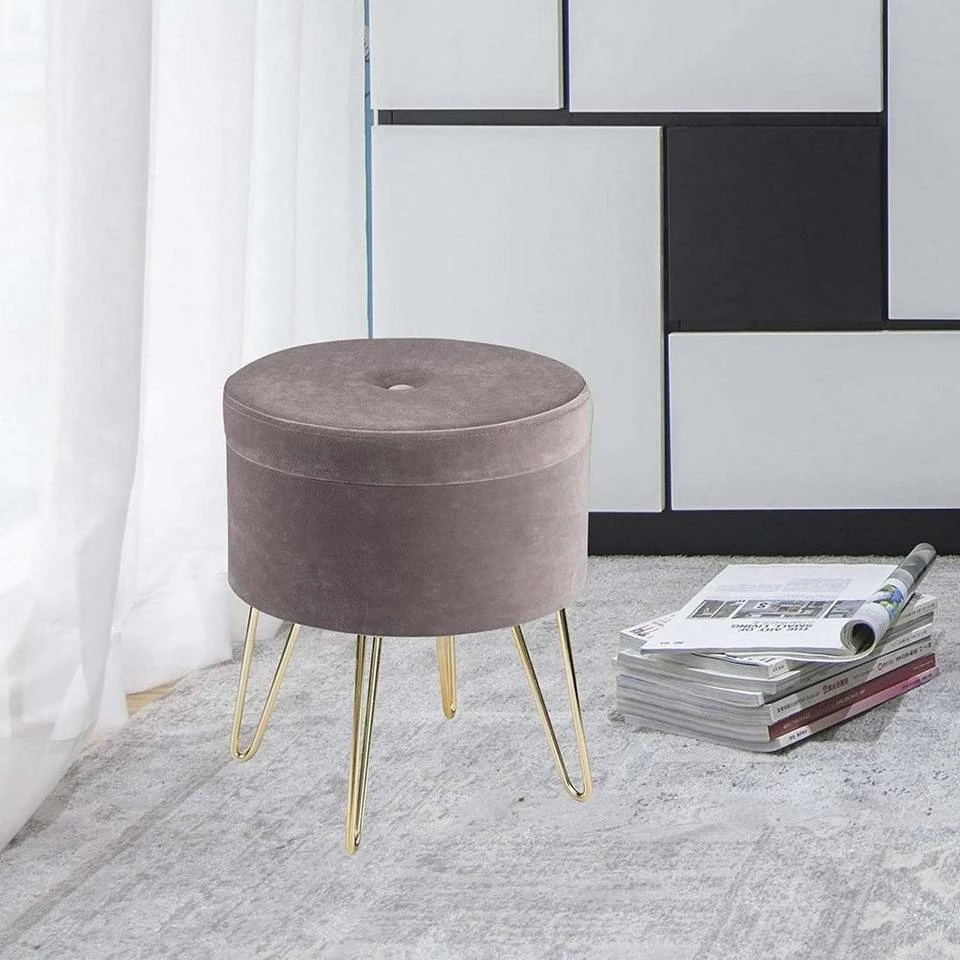 EUGAD Sitzhocker, Samthocker mit Stauraum, rund, mit stabilen goldenen Metallfüßen, Türkis Dunkelgrau, Dunkelgrün, Hellgrau, Rosa, Türkis 18 EUGAD Sitzhocker, Samthocker mit Stauraum, rund, mit stabilen goldenen Metallfüßen, Türkis Dunkelgrau, Dunkelgrün, Hellgrau, Rosa, Türkis – Bild 16