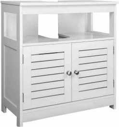 EUGAD Waschbeckenunterschrank Badezimmerschrank Unterschrank Waschtisch Badschrank mit 2 Türen mit Ablage 60x30x60 cm Weiß