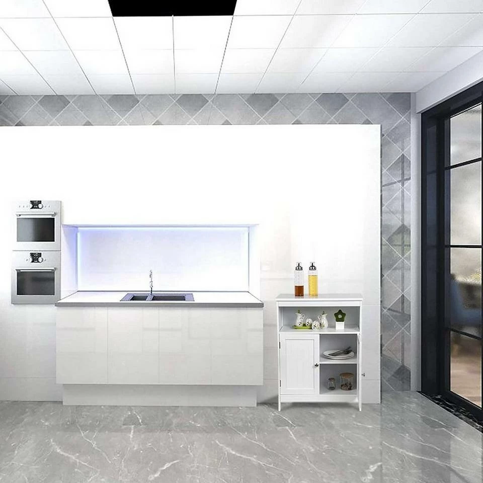 EUGAD Badkommode, Badschrank Beistellschrank, mit Doppeltür, 3 Fächern, MDF, Weiß 7 EUGAD Badkommode, Badschrank Beistellschrank, mit Doppeltür, 3 Fächern, MDF, Weiß – Bild 5