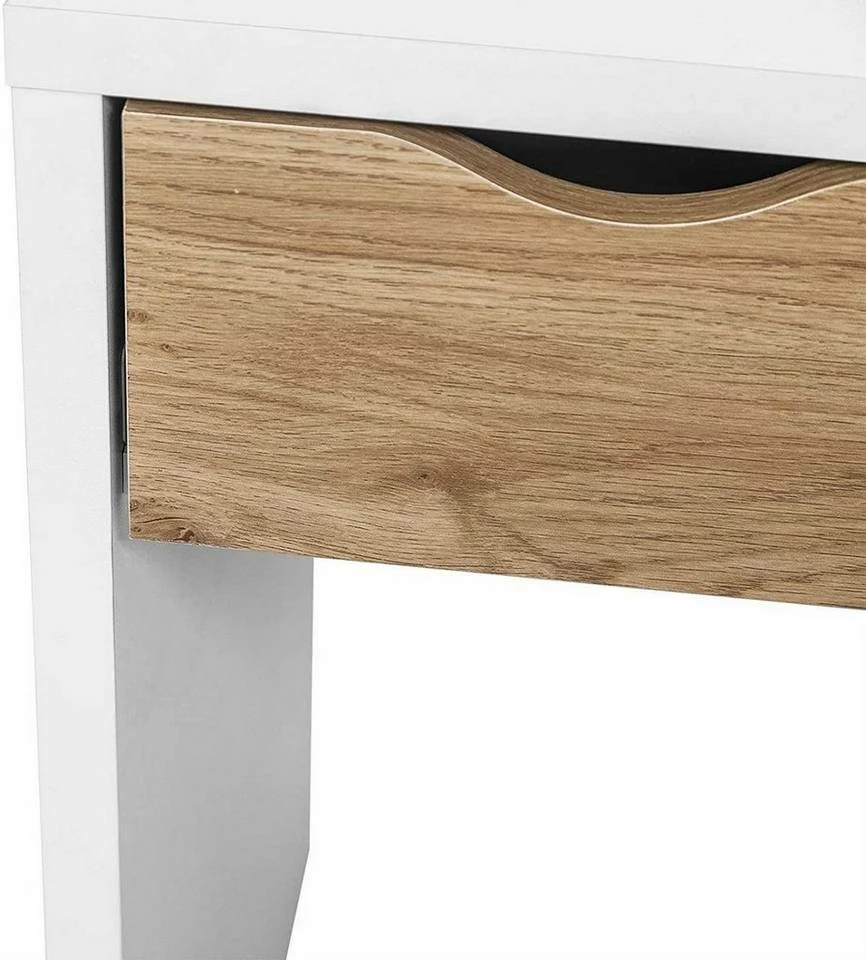 EUGAD Schminktisch, mit Hocker einem große Spiegel und 3 großen Schubladen Weiß-Eiche Eiche-Weiß, Weiß, Weiß-Eiche 21 EUGAD Schminktisch, mit Hocker einem große Spiegel und 3 großen Schubladen Weiß-Eiche Eiche-Weiß, Weiß, Weiß-Eiche – Bild 19