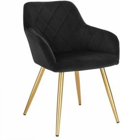 EUGAD Esszimmerstuhl (1 Stück), Wohnzimmerstuhl aus Samt Polsterstuhl mit Armlehnen und Rückenlehne, Gestell aus Metall mit goldenen Beine Dunkelgrau Schwarz -EUGAD Verkäufe 68d93090 b432 4249 b3e3 af741c1048ff