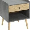 EUGAD Nachttisch (1-St), Nachtkommode, Kommode mit Schubladen und Ablagefach, Nachtschrank Industrial-Design Beistelltisch einfach Aufbau, für Schlafzimmer, Wohnzimmer Grau + Helle Eiche -EUGAD Verkäufe 69cb8b09 4359 466f 98ec 5d45cedb85d6
