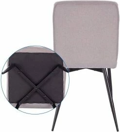 EUGAD Esszimmerstuhl (4 Stück), Küchenstuhl Polsterstuhl, mit Rückenlehne, Metallbeine, Sitzfläche aus Leinen, Hellgrau -EUGAD Verkäufe 69decab9 7119 4155 a13b 6c2fe977b170