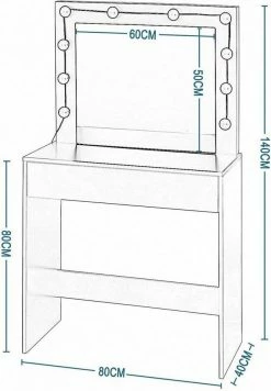 EUGAD Schminktisch, Frisiertisch 10 LED-Lampen mit Schubladen 80x40cm Schwarz Weiß -EUGAD Verkäufe 6a62aced 0ccc 572d bc61 c41856b66825