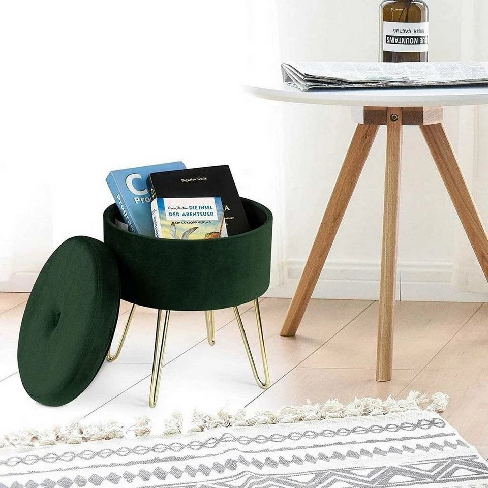 EUGAD Sitzhocker, Samthocker mit Stauraum, rund, mit stabilen goldenen Metallfüßen, Türkis Dunkelgrau, Dunkelgrün, Hellgrau, Rosa, Türkis 31 EUGAD Sitzhocker, Samthocker mit Stauraum, rund, mit stabilen goldenen Metallfüßen, Türkis Dunkelgrau, Dunkelgrün, Hellgrau, Rosa, Türkis – Bild 29