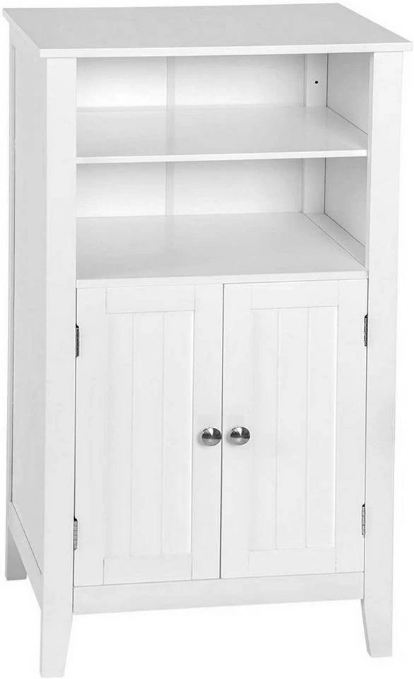 EUGAD Badkommode, Badschrank Beistellschrank, mit Doppeltür, 4 Fächern, MDF, Weiß 4 EUGAD Badkommode, Badschrank Beistellschrank, mit Doppeltür, 4 Fächern, MDF, Weiß – Bild 2