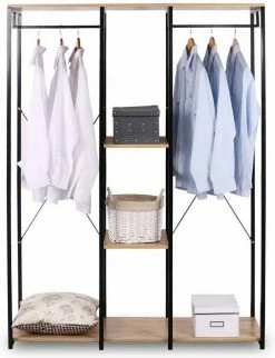 EUGAD Kleiderständer, Wäscheständer Garderobenständer mit Ablage Schwarzrohre und Eiche Platte Schwarz-Hell Eiche, Schwarz-Vintage, Weiß-Eiche -EUGAD Verkäufe 6bca7242 c30f 5807 9190 ffeffc5a8383