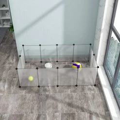 EUGAD Freigehege, Freigehege für Kaninchen Hasen Meerschweinchen Welpenauslauf DIY, 12 Platten 145 x 75 x 46 cm Grau, Schwarz, Transparent, Weiß -EUGAD Verkäufe 6c10b0f1 d0a3 4dfc 81f5 892b1ab02f75