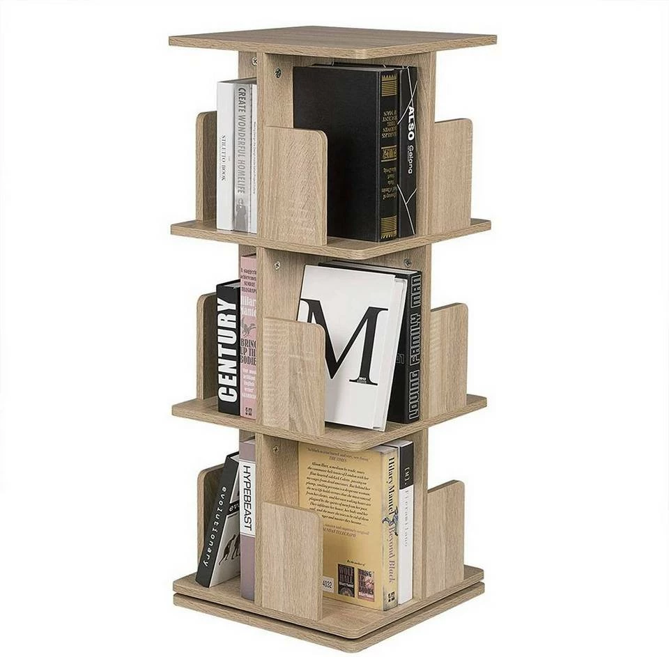 EUGAD Bücherregal, Raumteiler Standregal mit 3 Ebenen, 360° frei drehbar, MDF, Natur 6 EUGAD Bücherregal, Raumteiler Standregal mit 3 Ebenen, 360° frei drehbar, MDF, Natur – Bild 4