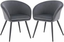 EUGAD Esszimmerstuhl, 2er-Set mit Armlehne, Retro Design, Samt, Metall Schwarz Dunkelgrau, Hellgrau -EUGAD Verkäufe 6dc870ca eabe 5460 a351 c0c832e7a88b