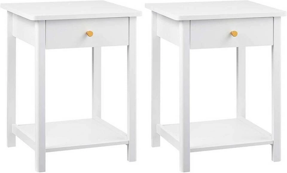 EUGAD Nachttisch, 2er-Set Nachtkommode Sofatisch Kaffeetisch Beistelltisch Nachtschrank für Wohnzimmer Schlafzimmer mit Schublade mit Ablage aus MDF Weiß 3 EUGAD Nachttisch, 2er-Set Nachtkommode Sofatisch Kaffeetisch Beistelltisch Nachtschrank für Wohnzimmer Schlafzimmer mit Schublade mit Ablage aus MDF Weiß