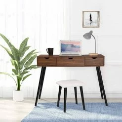 EUGAD Schminktisch, mit Aufklappbarem Spiegel, Schreibtisch mit 2 Schubladen, 100x40x75cm(L*B*H), Kosmetiktisch Computertisch mit große Tischplatte Eiche Weiß -EUGAD Verkäufe 6ec68e6d 3f71 5741 bcb2 3ab87fd09ed6