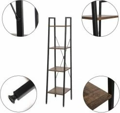 EUGAD Bücherregal, Standregal Badregal Bücherregal Küchenregal Schuhregal aus Holz und Stahl, mit 4 Ablagen, 34 x 35 x 148 cm Golden-Weißer Marmor, Schwarz Marmor, Vintage -EUGAD Verkäufe 6ed5eea8 0b33 5fdf 82f6 91b53addd664