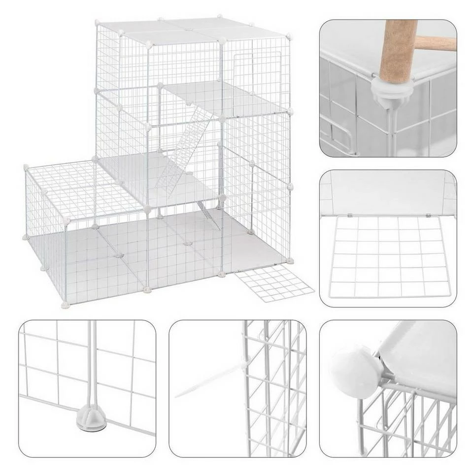 EUGAD Freigehege, Freigehege Kaninchen mit Stauraum Hasen Meerschweinchen Welpenauslauf Laufgitter mit Tür&Treppe DIY Schwarz 48 Platten (35x35cm/Platte) 110x 75 x 110 cm 7 EUGAD Freigehege, Freigehege Kaninchen mit Stauraum Hasen Meerschweinchen Welpenauslauf Laufgitter mit Tür&Treppe DIY Schwarz 48 Platten (35x35cm/Platte) 110x 75 x 110 cm – Bild 5