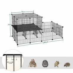 EUGAD Freigehege, Freigehege Kaninchen mit Stauraum Hasen Meerschweinchen Welpenauslauf Laufgitter mit Tür&Treppe DIY Schwarz 30 Platten (35x35cm/Platte) 105 x 70 x 70 cm -EUGAD Verkäufe 7042f329 91bf 5798 b355 a25d3210317e