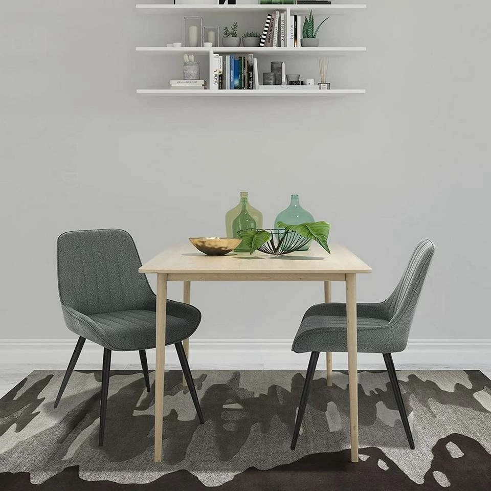 EUGAD Polsterstuhl (2 Stück), Esszimmerstühle aus Leinen mit stabilen Metallbeinen, mit Rückenlehne und gepolsterter Sitzfläche Dunkelgrau, Hellgrau 4 EUGAD Polsterstuhl (2 Stück), Esszimmerstühle aus Leinen mit stabilen Metallbeinen, mit Rückenlehne und gepolsterter Sitzfläche Dunkelgrau, Hellgrau – Bild 2