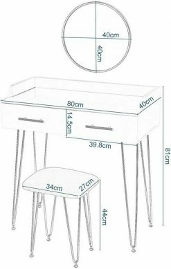 EUGAD Schminktisch, mit 3 Schubladen Tischplatte 100x40cm, Kosmetiktisch für Schlafzimmer, Weiß -EUGAD Verkäufe 72033ee9 d90c 5792 b78e 36ab6f0ad0f3