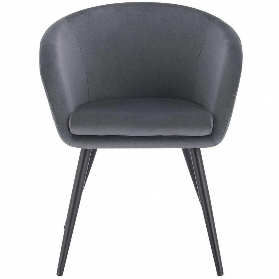 EUGAD Esszimmerstuhl, mit Armlehne, Retro Design, Samt, Metall Dunkelgrau Hellgrau, Schwarz 6 EUGAD Esszimmerstuhl, mit Armlehne, Retro Design, Samt, Metall Dunkelgrau Hellgrau, Schwarz – Bild 4