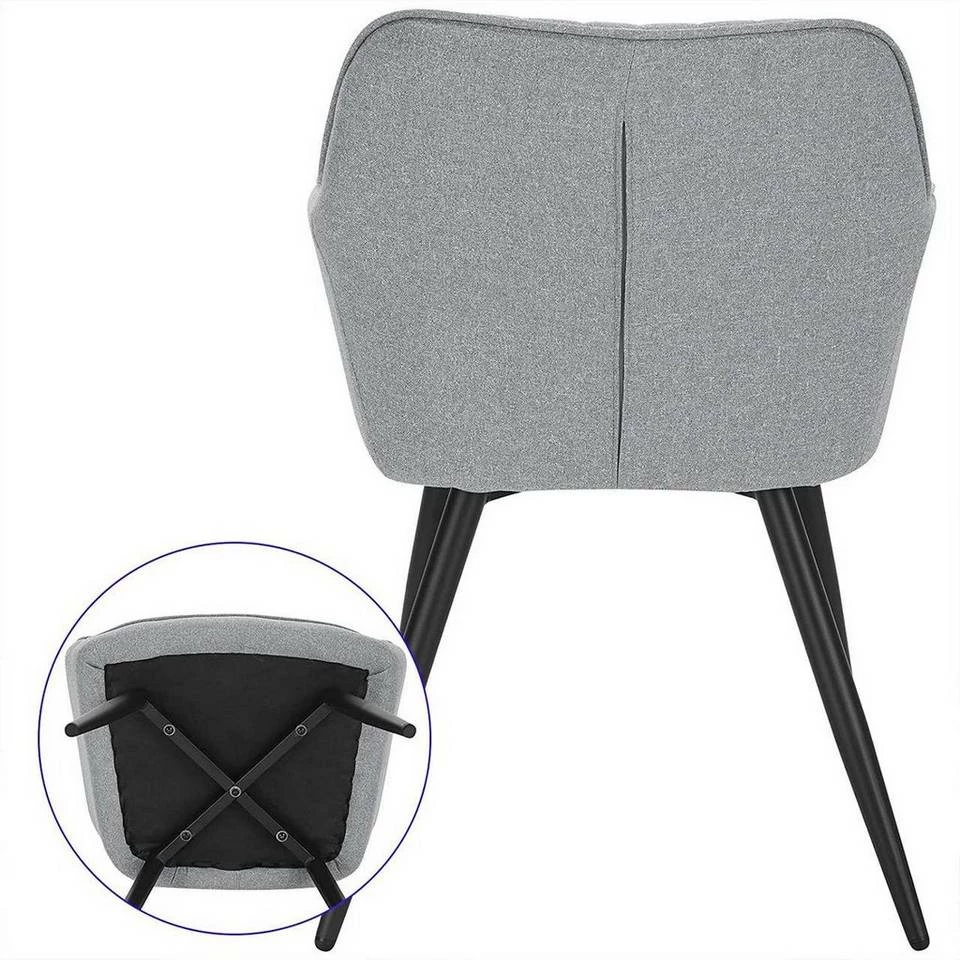 EUGAD Esszimmerstuhl (1 Stück), Küchenstuhl Wohnzimmerstuhl Sitzfläche aus Leinen Polsterstuhl mit Armlehne Metallbeine für Esszimmer Wohnzimmer Küche,Dunkelgrau Hellgrau 14 EUGAD Esszimmerstuhl (1 Stück), Küchenstuhl Wohnzimmerstuhl Sitzfläche aus Leinen Polsterstuhl mit Armlehne Metallbeine für Esszimmer Wohnzimmer Küche,Dunkelgrau Hellgrau – Bild 12