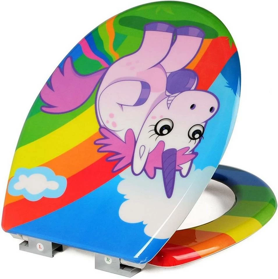 EUGAD WC-Sitz, Toilettendeckel mit Absenkautomatik Einhorn 5 EUGAD WC-Sitz, Toilettendeckel mit Absenkautomatik Einhorn – Bild 3