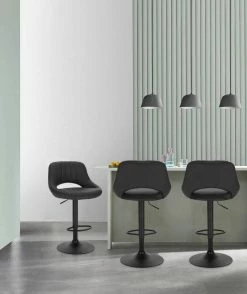 EUGAD Barhocker (2 St), 2er-Set 360° drehbar stufenlos höhenverstellbar mit Rückenlehne aus Kunstleder und Stahl Dunkelbraun Anthrazit, Grau -EUGAD Verkäufe 7355a79f b420 512b 91ab 602979f82b2a