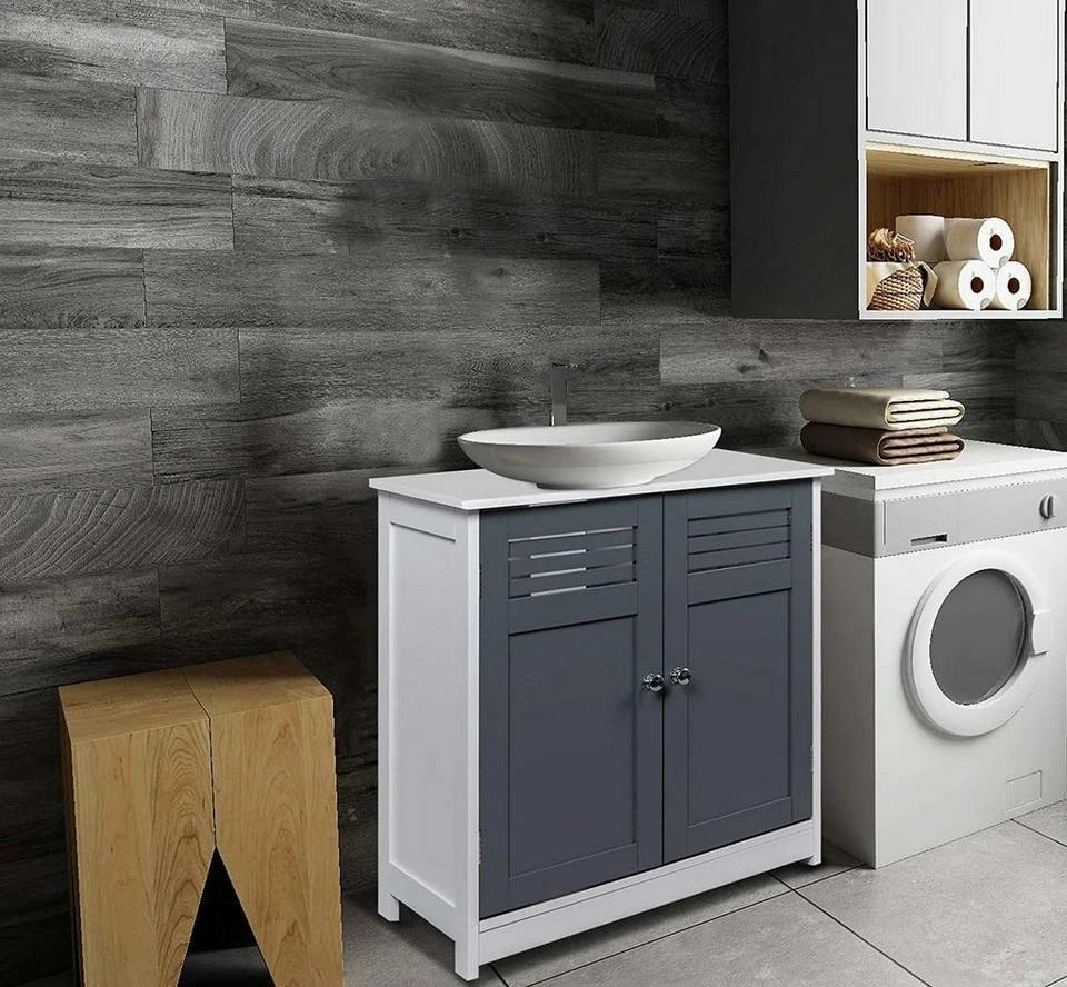 EUGAD Waschbeckenunterschrank Unterschrank Badezimmerschrank Waschtisch Badschrank mit 2 Türen 60x30x60cm aus MDF Weiß+Natur Weiß+Grau, Weiß+Natur 13 EUGAD Waschbeckenunterschrank Unterschrank Badezimmerschrank Waschtisch Badschrank mit 2 Türen 60x30x60cm aus MDF Weiß+Natur Weiß+Grau, Weiß+Natur – Bild 11