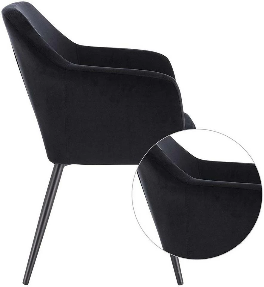 EUGAD Polsterstuhl (1 Stück), Küchenstuhl Samt Stuhl Sessel mit Armlehne, Metallbeine, für Esszimmer Wohnzimmer, Schwarz Dunkelgrau 32 EUGAD Polsterstuhl (1 Stück), Küchenstuhl Samt Stuhl Sessel mit Armlehne, Metallbeine, für Esszimmer Wohnzimmer, Schwarz Dunkelgrau – Bild 30