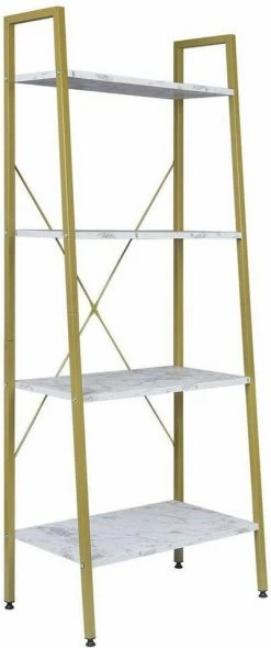 EUGAD Bücherregal, Standregal Bücherregal Metallregal Leiterregal Stufenregal Multifunktionale Regal Industrie Design MDF Metall Schwarz+schwarzer Marmor Golden+Weißer Marmor, Vintage -EUGAD Verkäufe 73e040e3 2ef0 5a2b b15c 1a4d2ad11abc