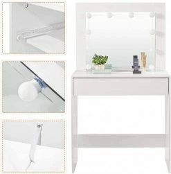 EUGAD Schminktisch, Frisiertisch 10 LED-Lampen mit Schubladen 80x40cm Schwarz Weiß -EUGAD Verkäufe 73e4b735 500a 589e ba79 93620f3344bb