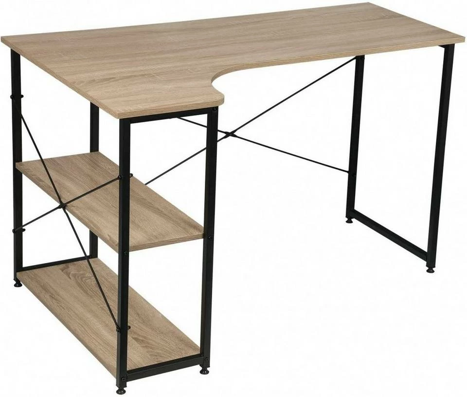 EUGAD Schreibtisch, Computertisch Büromöbel Couchtisch mit Ablage Holz Stahl Schwarz+Beigebraun Industrie-design 6 EUGAD Schreibtisch, Computertisch Büromöbel Couchtisch mit Ablage Holz Stahl Schwarz+Beigebraun Industrie-design – Bild 4