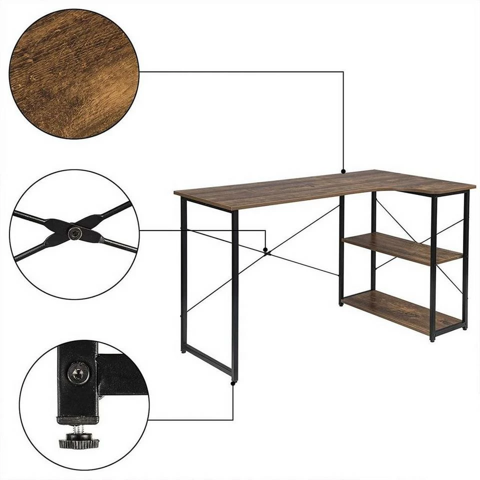 EUGAD Schreibtisch, mit Bücherregal 120x74x71,5 cm Schwarz Marmor Holz Vintage 15 EUGAD Schreibtisch, mit Bücherregal 120x74x71,5 cm Schwarz Marmor Holz Vintage – Bild 13