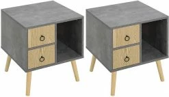 EUGAD Nachttisch (1-St), Nachtkommode mit 2 Schubladen und Ablagefach, Nachtschrank, Industrial-Design, Beistelltisch, Sideboard für Schlafzimmer, Wohnzimmer, einfach Aufbau -EUGAD Verkäufe 758e07d5 0af0 4f02 9dae c50c603d2100