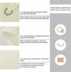 EUGAD Sonnensegel »0211ZYF«, Sonnenschutz Terrasse HDPE Dreieckig Creme -EUGAD Verkäufe 75f81f28 f0eb 58e5 b8c1 5a887759c796