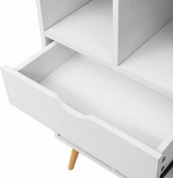 EUGAD Bücherregal, Bücherschrank Raumteiler mit Schublade, mit Fußbeine, 6 Fächer, Weiß -EUGAD Verkäufe 76c04809 e735 5d84 b53f ea53c1ae3ed9