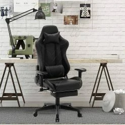 EUGAD Gaming Chair, Bürostuhl, Gaming Stuhl, Kunstleder, mit einstellbaren Armlehnen Rot Blau, Schwarz, Wei&szlig; -EUGAD Verkäufe 77282153 420c 5a98 88f6 beb4e7bdaab0