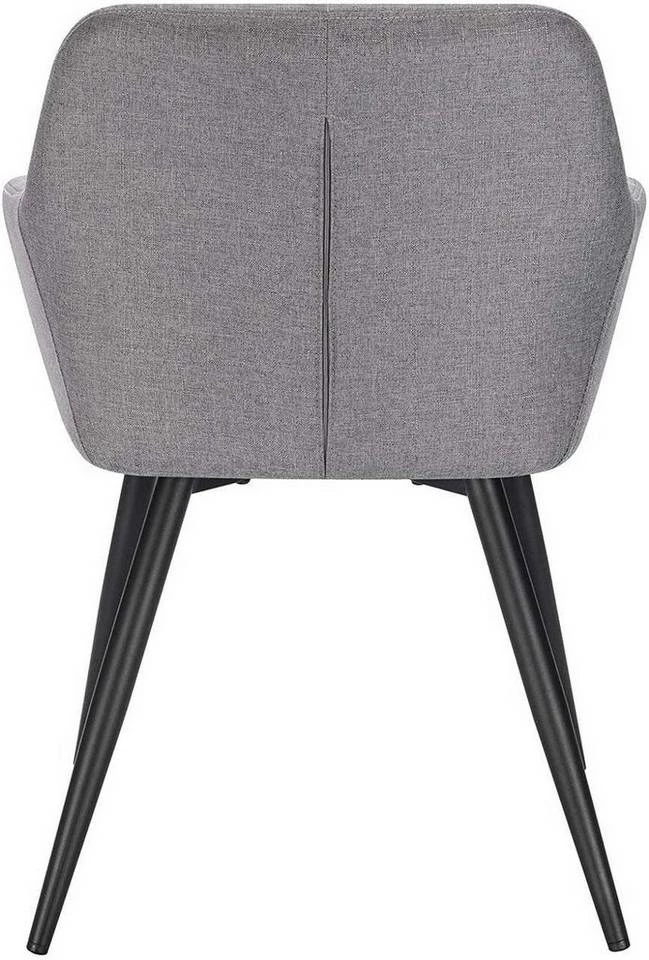 EUGAD Esszimmerstuhl (1 Stück), Wohnzimmerstuhl aus Leinen Polsterstuhl mit Armlehnen und Rückenlehne schwarze Gestell aus Metall Hellgrau Dunkelgrau 8 EUGAD Esszimmerstuhl (1 Stück), Wohnzimmerstuhl aus Leinen Polsterstuhl mit Armlehnen und Rückenlehne schwarze Gestell aus Metall Hellgrau Dunkelgrau – Bild 6