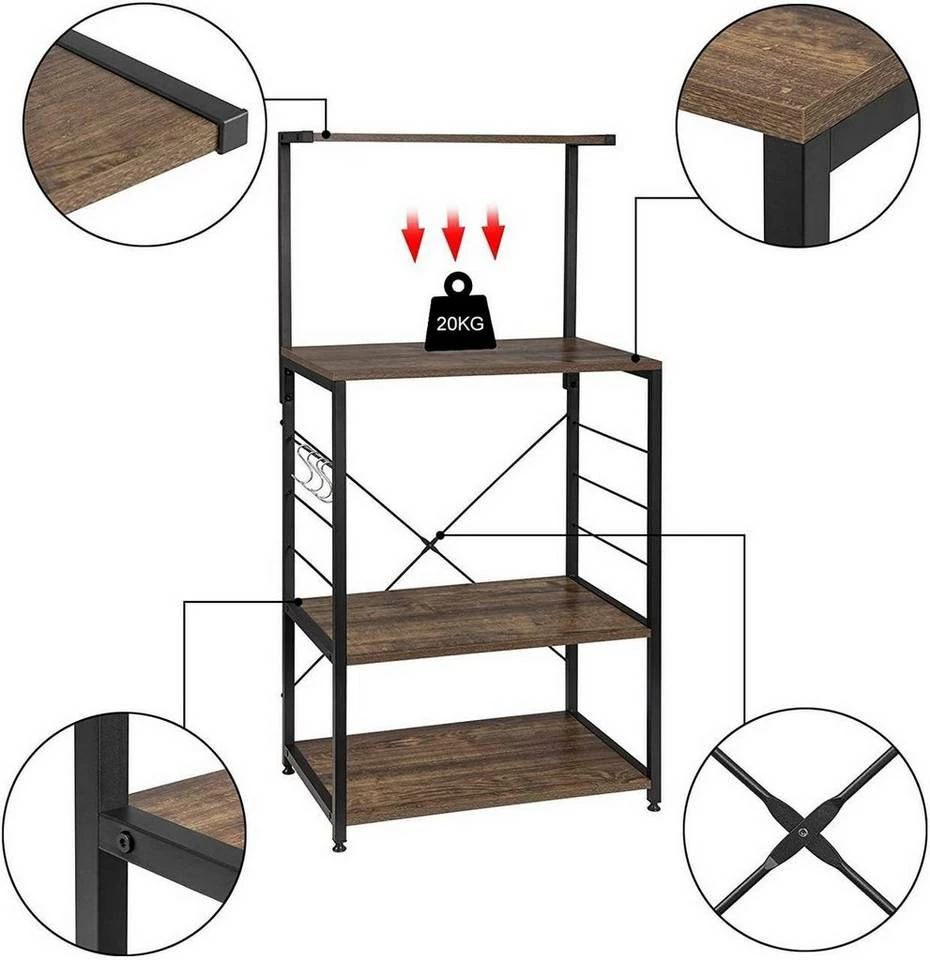 EUGAD Küchenregal, Standregal Bäckerregal mit 4 S-Haken, Industrie-Design, Vintage 6 EUGAD Küchenregal, Standregal Bäckerregal mit 4 S-Haken, Industrie-Design, Vintage – Bild 5